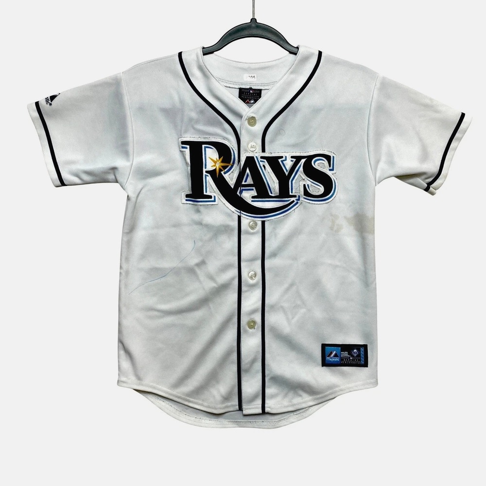 Majestic Tampa Bay Rays Jersey Boys Medium MLB White Crawford #13